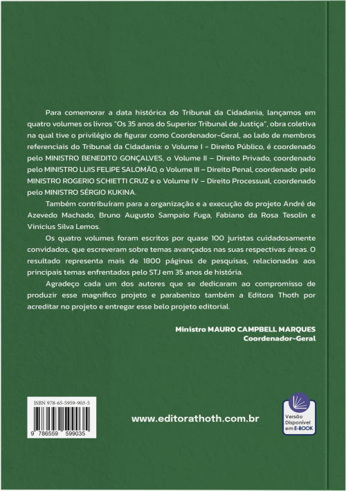 Os 35 Anos do Superior Tribunal de Justiça: Volume I - Direito Público 