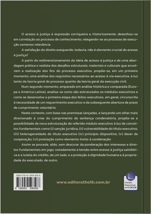 Acesso à Tutela Jurisdicional Executiva Teoria Geral da Execução Civil e Análise Histórica e Comparada