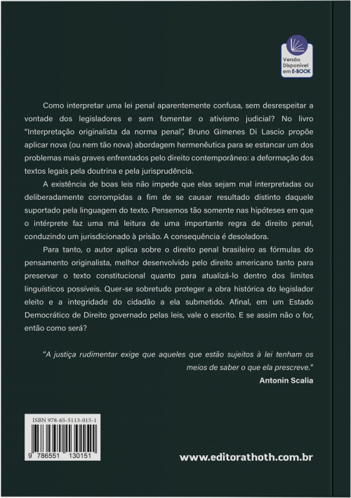 Interpretação Originalista da Norma Penal: Em Busca do Significado Históricolinguís da Lei