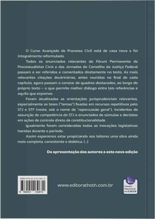 Curso Avançado de Processo Civil: Teoria Geral do Processo- 22ª Edição. Vol. 1