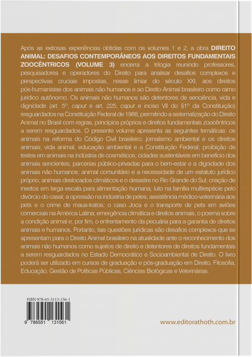 Direito Animal: Desafios Contemporâneos aos Direitos Fundamentais Zoocêntricos - Volume 3