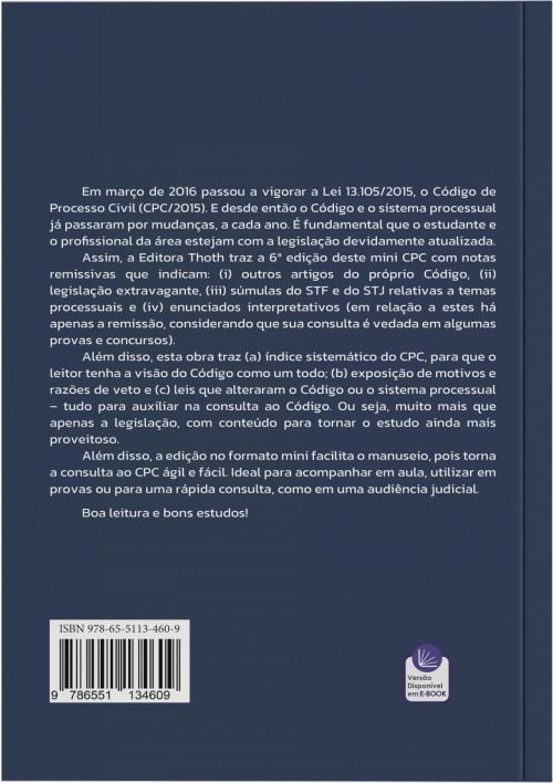Mini CPC - Código de Processo Civil: Lei 13.105/2015 - 6ª Edição