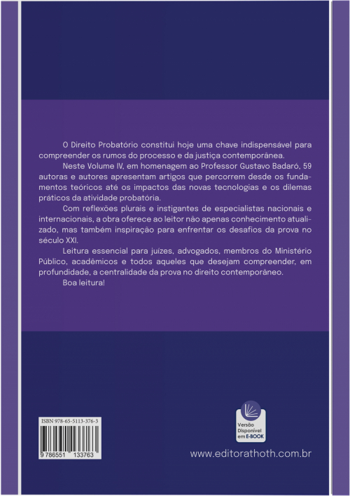 Direito Probatório: Estudos em Homenagem ao Professor Gustavo Badaró - Vol. IV