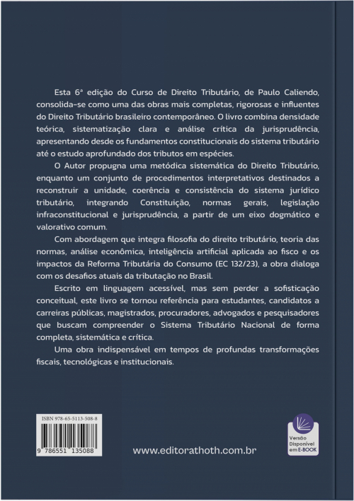 Curso de Direito Tributário: Uma Metódica Sistemática do Direito Tributário - 6ª Edição