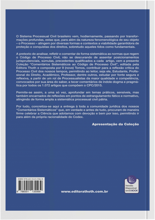 Comentários sistemáticos ao Código de Processo Civil: Das Normas Fundamentais e da Aplicação das Normas Processuais (arts. 1 a 187)