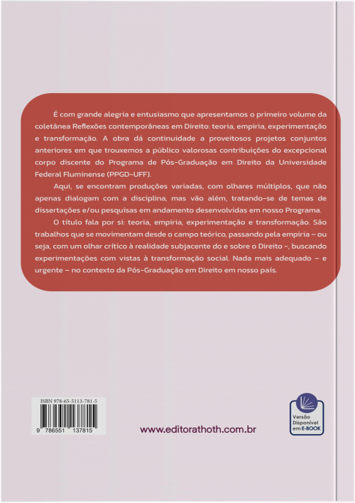 Reflexões Contemporâneas em Direito: Teoria, Empiria, Experimentação e Transformação - Volume I