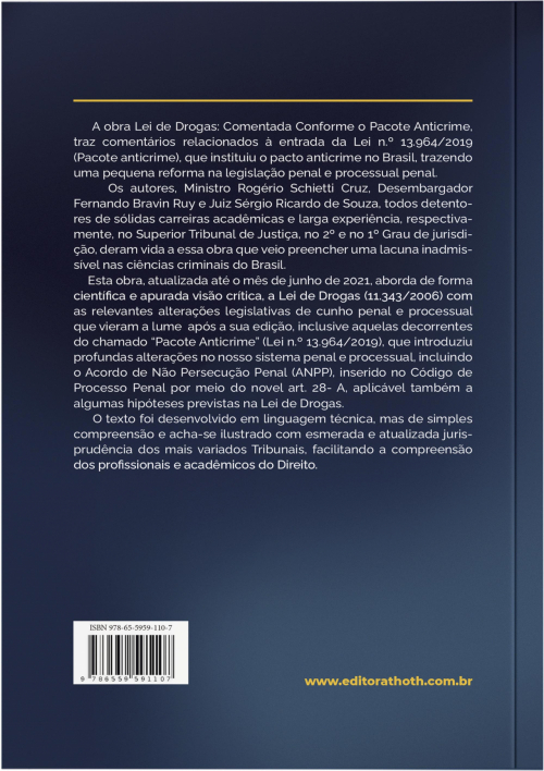 Lei de Drogas: Comentada Conforme o Pacote Anticrime (Lei n.º 13.964/2019)