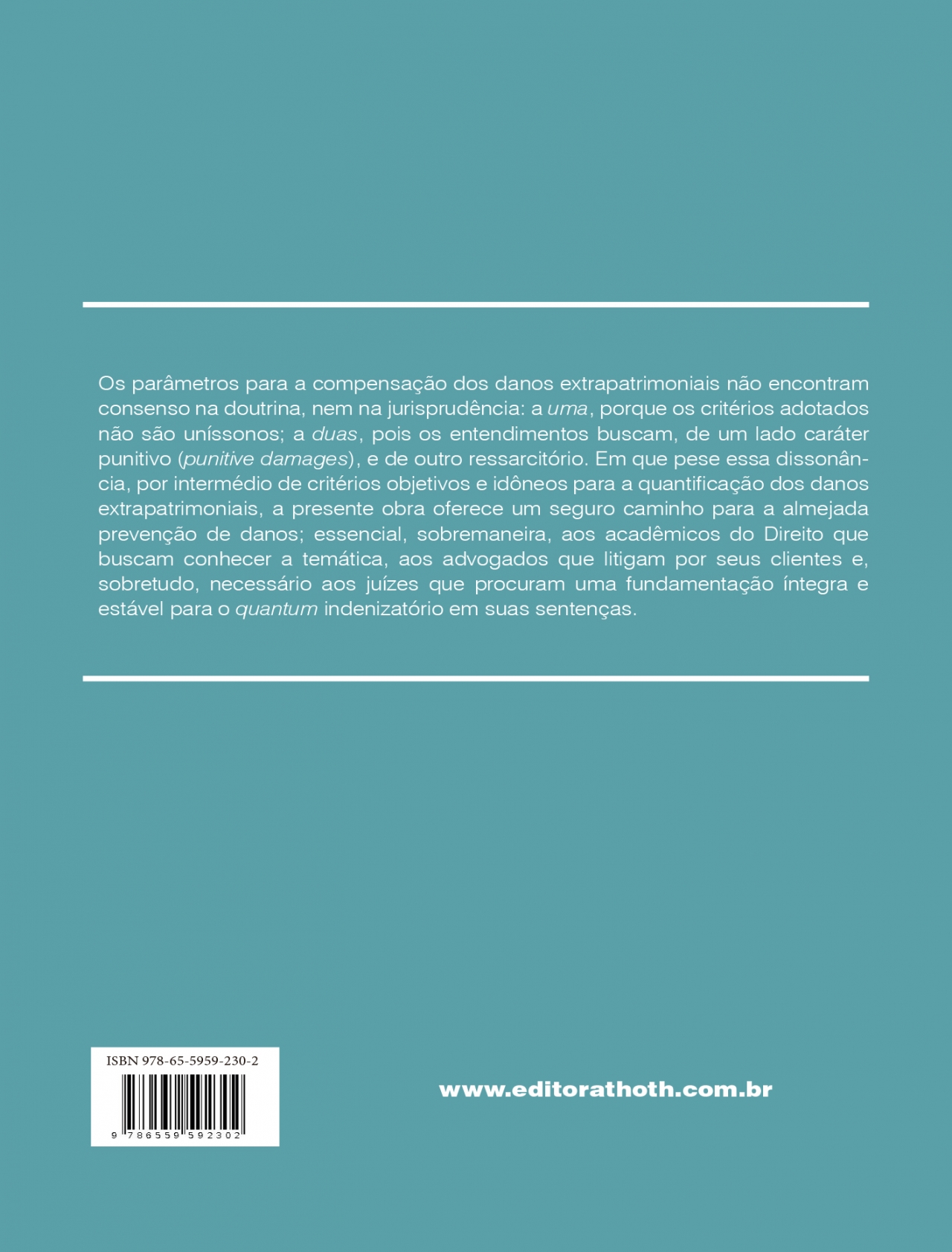 Editora Thoth - Danos Extrapatrimoniais: Interfaces entre Prevenção,  Punição e Quantificação