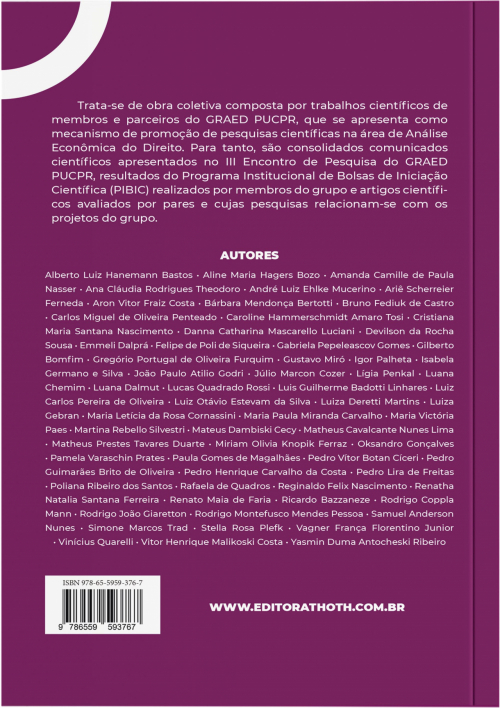 III Livro de Resultados de Pesquisa do GRAED PUCPR: Trabalhos Científicos em Análise Econômica do Direito