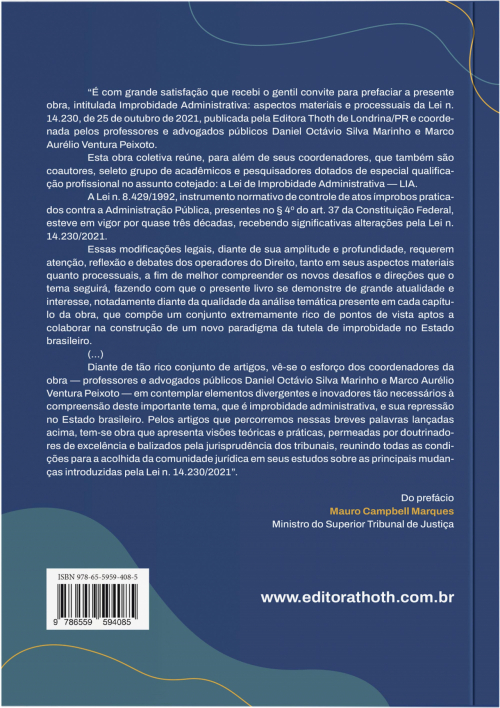 Improbidade Administrativa: Aspectos Materiais e Processuais da Lei Nº 14.230, de 25 de Outubro de 2021