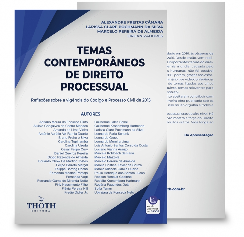 Editora Thoth - Temas Contemporâneos de Direito Processual: Reflexões Sobre  a Vigência do Código de Processo Civil de 2015